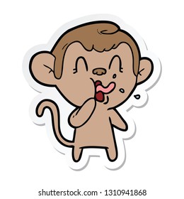sticker of a crazy cartoon monkey