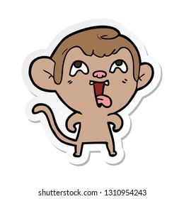 sticker of a crazy cartoon monkey