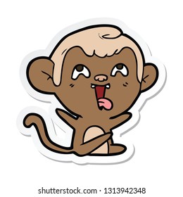 sticker of a crazy cartoon monkey