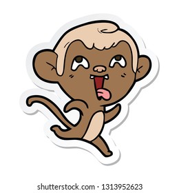 sticker of a crazy cartoon monkey