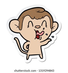 sticker of a crazy cartoon monkey