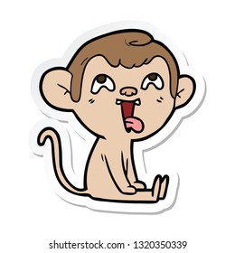 sticker of a crazy cartoon monkey