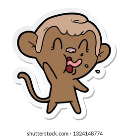 sticker of a crazy cartoon monkey