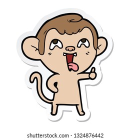 sticker of a crazy cartoon monkey