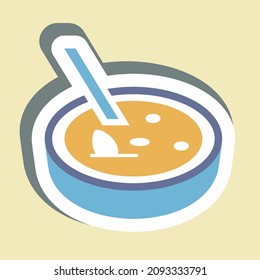 Sticker Crema Catalana - Simple illustration,Editable stroke,Design template vector, Good for prints, posters, advertisements, announcements, info graphics, etc.