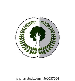sticker crown of leaves with hand in shape of tree
