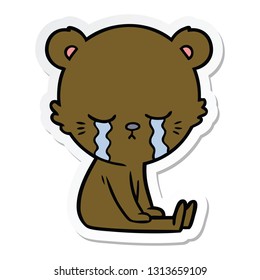 pegatina de un oso de caricatura que llora