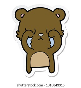 pegatina de un oso de caricatura que llora