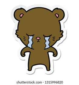 pegatina de un oso de caricatura que llora