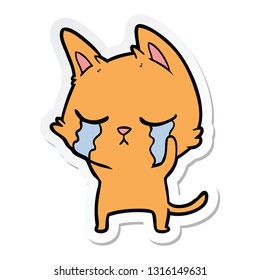 sticker of a crying cartoon cat