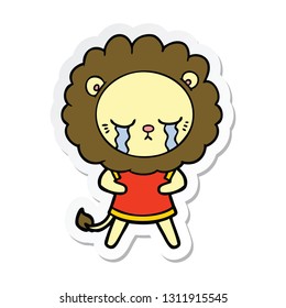 sticker of a crying cartoon lion
