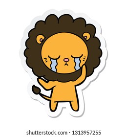 sticker of a crying cartoon lion