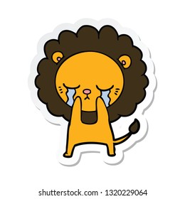 pegatina de un león de caricatura que llora