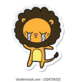 sticker of a crying cartoon lion