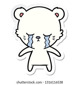 sticker of a crying cartoon polarbear