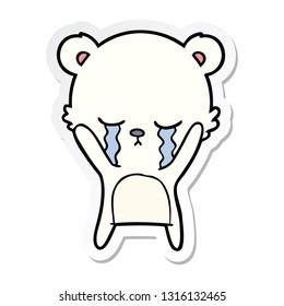 sticker of a crying cartoon polarbear