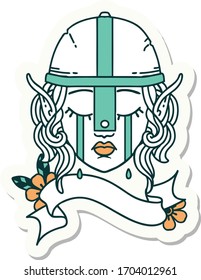 sticker of a crying elf fighter character face