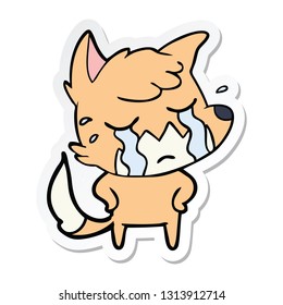 sticker of a crying fox cartoon
