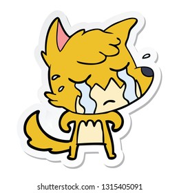 sticker of a crying fox cartoon