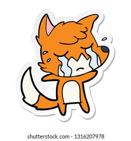 sticker of a crying fox cartoon