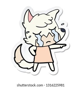 sticker of a crying fox cartoon