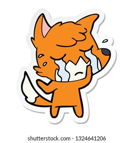 sticker of a crying fox cartoon