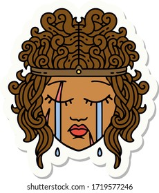 sticker of a crying human barbarian