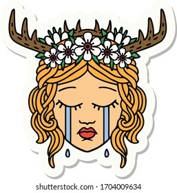 sticker of a crying human druid