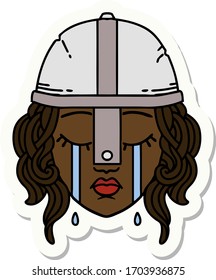 sticker of a crying human fighter
