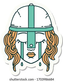 sticker of a crying human fighter