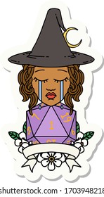 sticker of a crying human witch with natural one roll