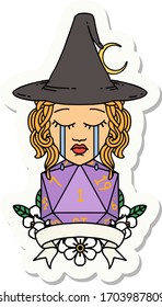 sticker of a crying human witch with natural one roll