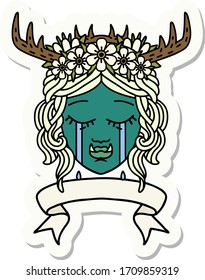 sticker of a crying orc druid character face