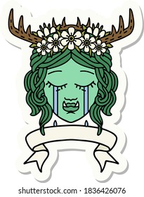 sticker of a crying orc druid character face