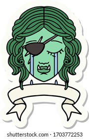 sticker of a crying orc rogue character face