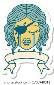 sticker of a crying orc rogue character face