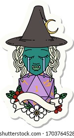sticker of a crying orc witch with natural one D20 roll