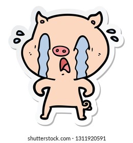 pegatina de una caricatura de cerdo llorando
