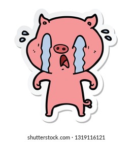 pegatina de una caricatura de cerdo llorando