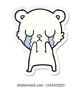 sticker of a crying polar bear cartoon