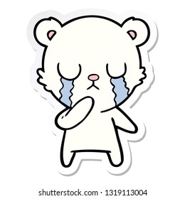 sticker of a crying polar bear cartoon