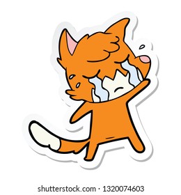 sticker of a crying waving fox cartoon