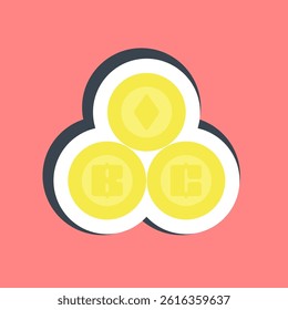 Sticker crypto currency. Cashless society elements.