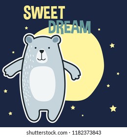sticker cube bear doodle kids, vector illustration