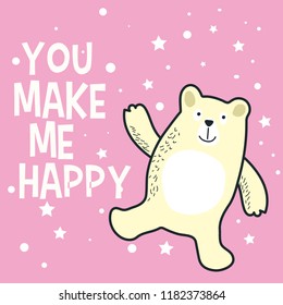 sticker cube bear doodle kids, vector illustration