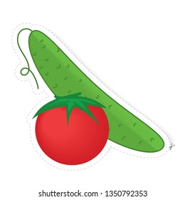 sticker cucumber and tomato, vegetables