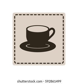 sticker cup with plate icon, vector illustraction design image