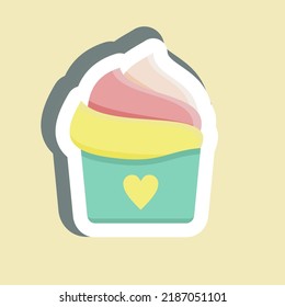 Sticker Cupcake. suitable for Bakery symbol. simple design editable. design template vector. simple illustration