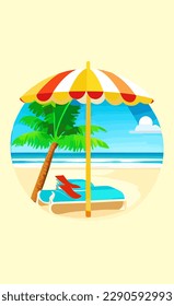 Sticker cut out summer vacations vector 