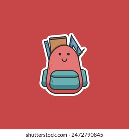 Sticker Cute bag with smile vector